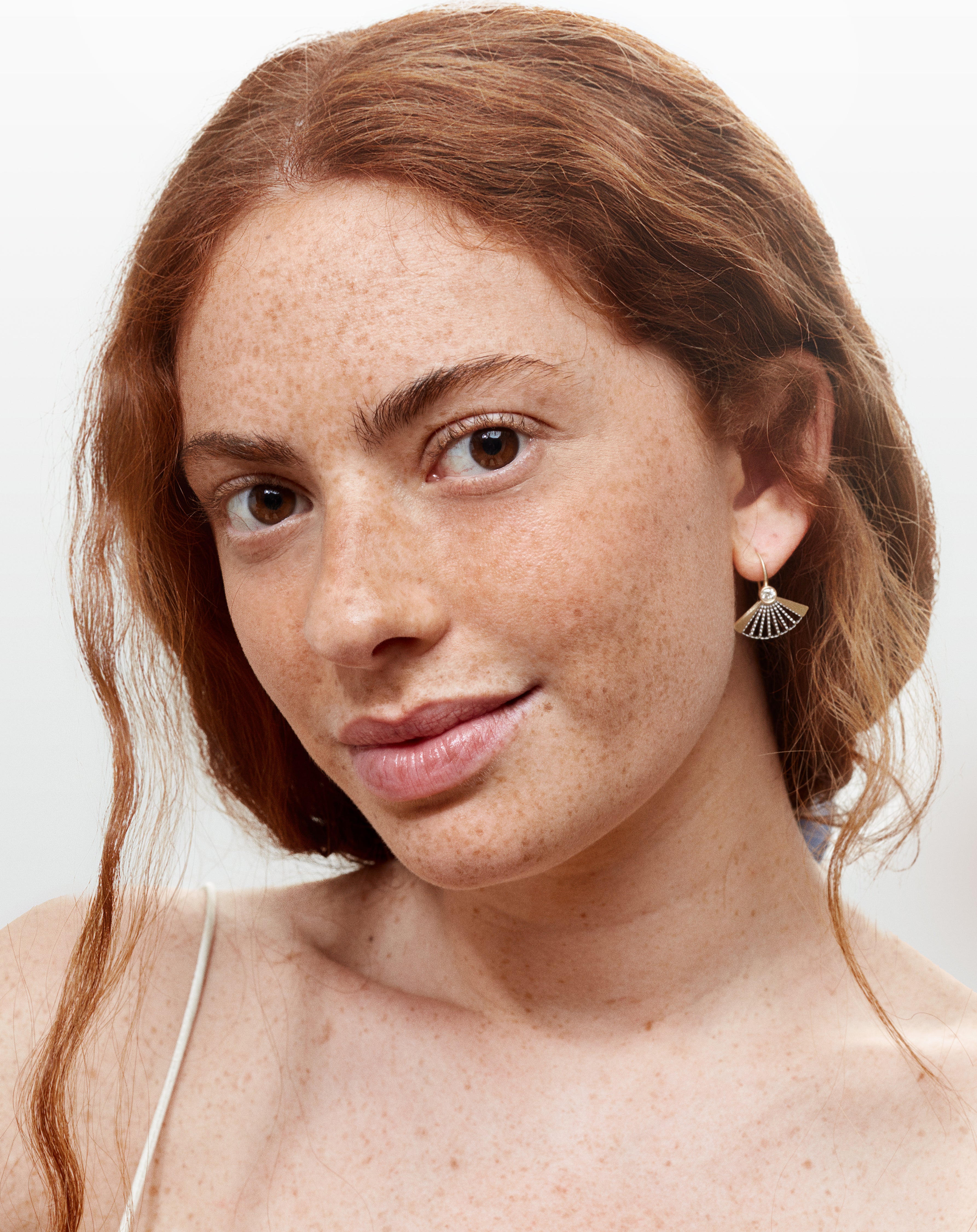 Boucles d'oreilles Vintage Fan or jaune et diamants