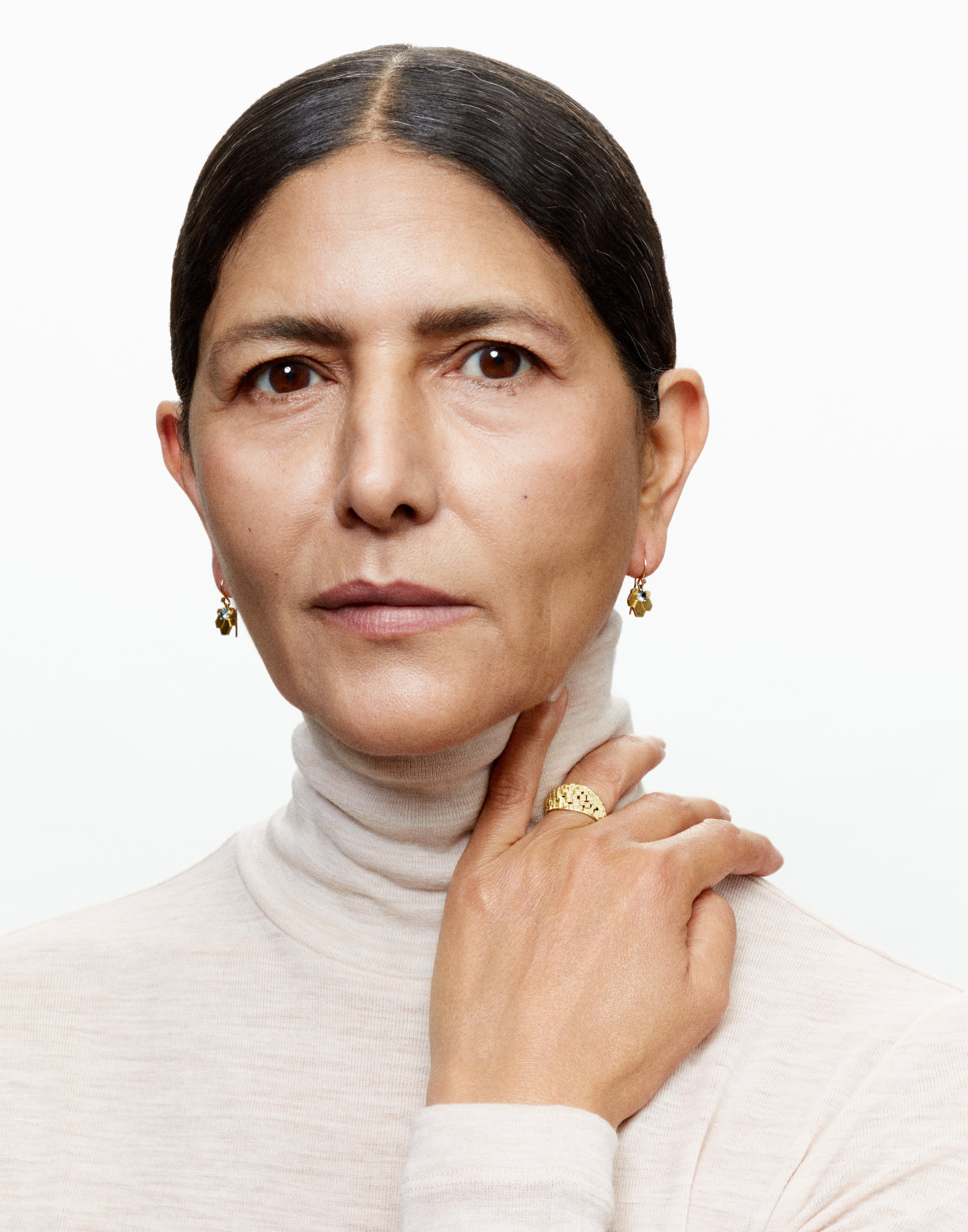 Boucles d'oreilles Fan Hex Drop saphir bleu