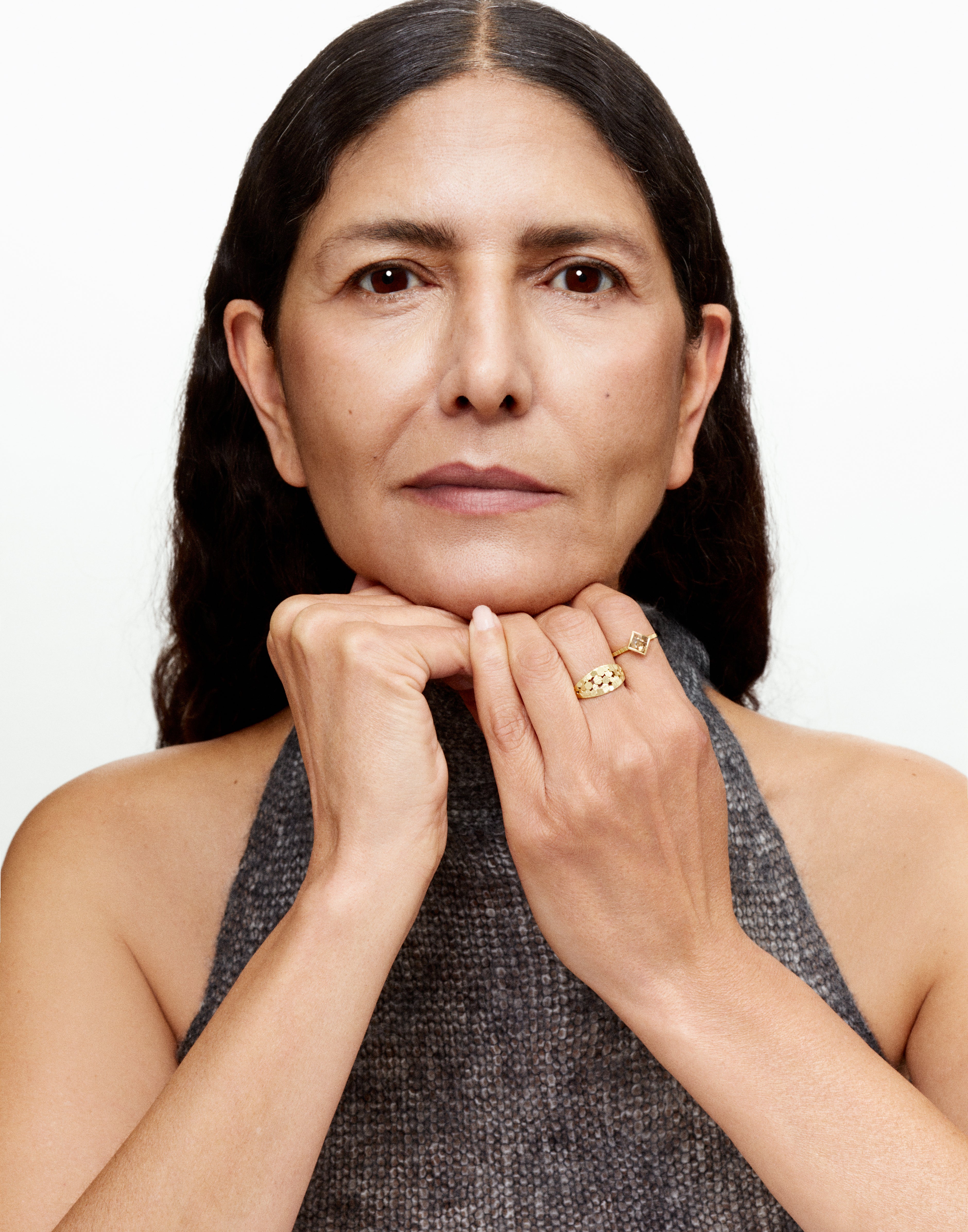 Bague Single Square diamant brun