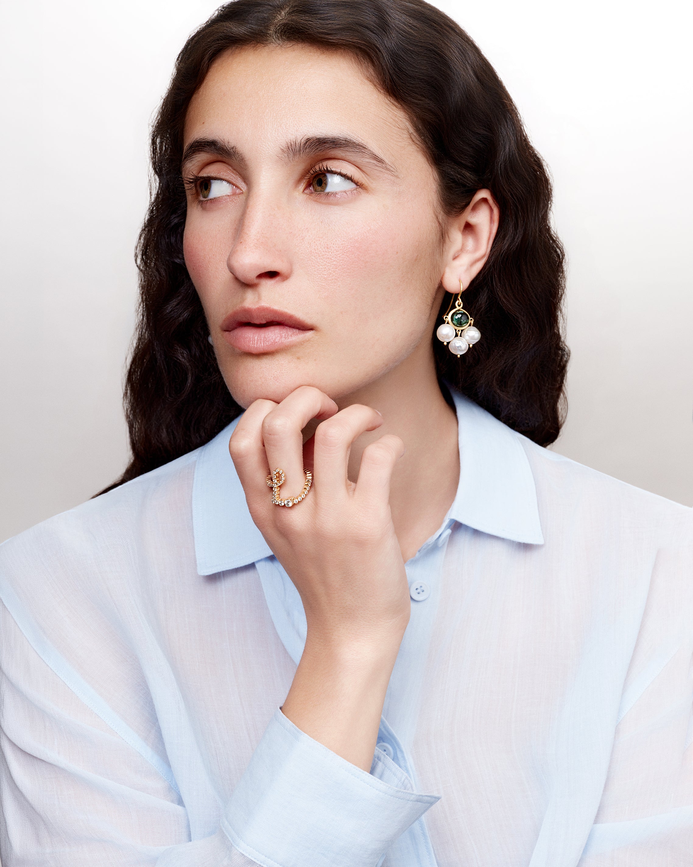 Boucles d'oreilles Unda tourmaline et perles