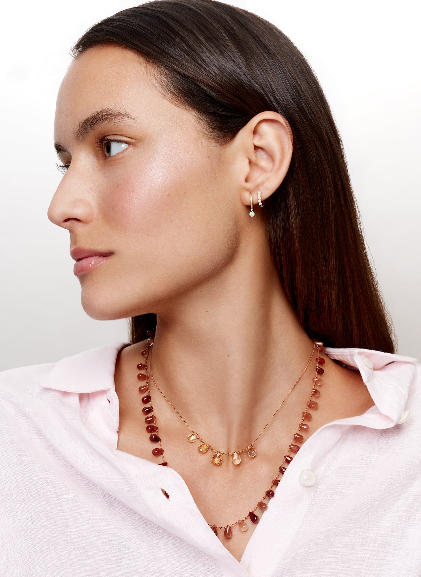 Ismène pink opal hoop