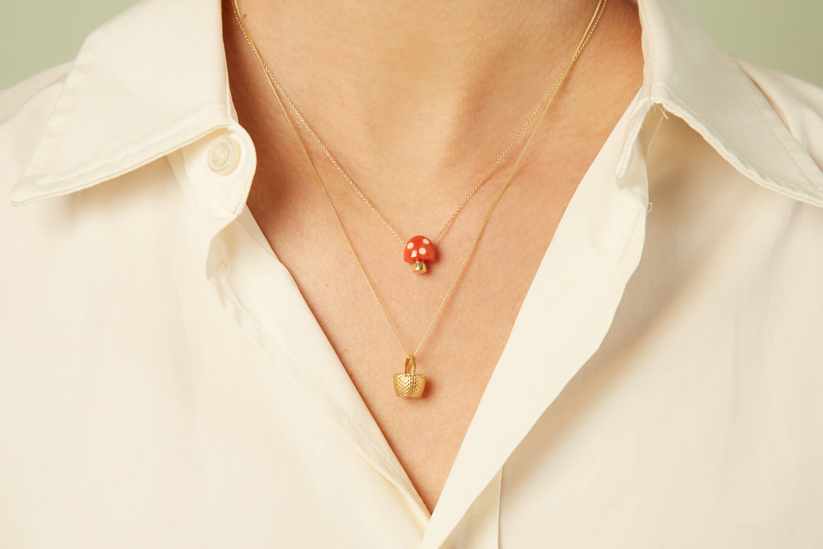 Amanita red coral necklace