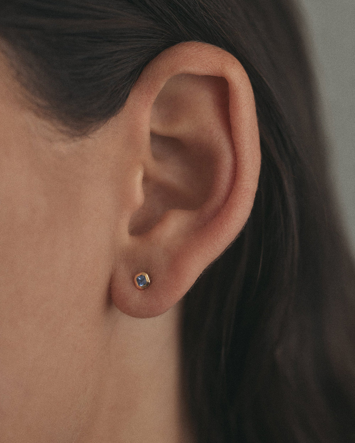 Studs Asscher saphir bleu