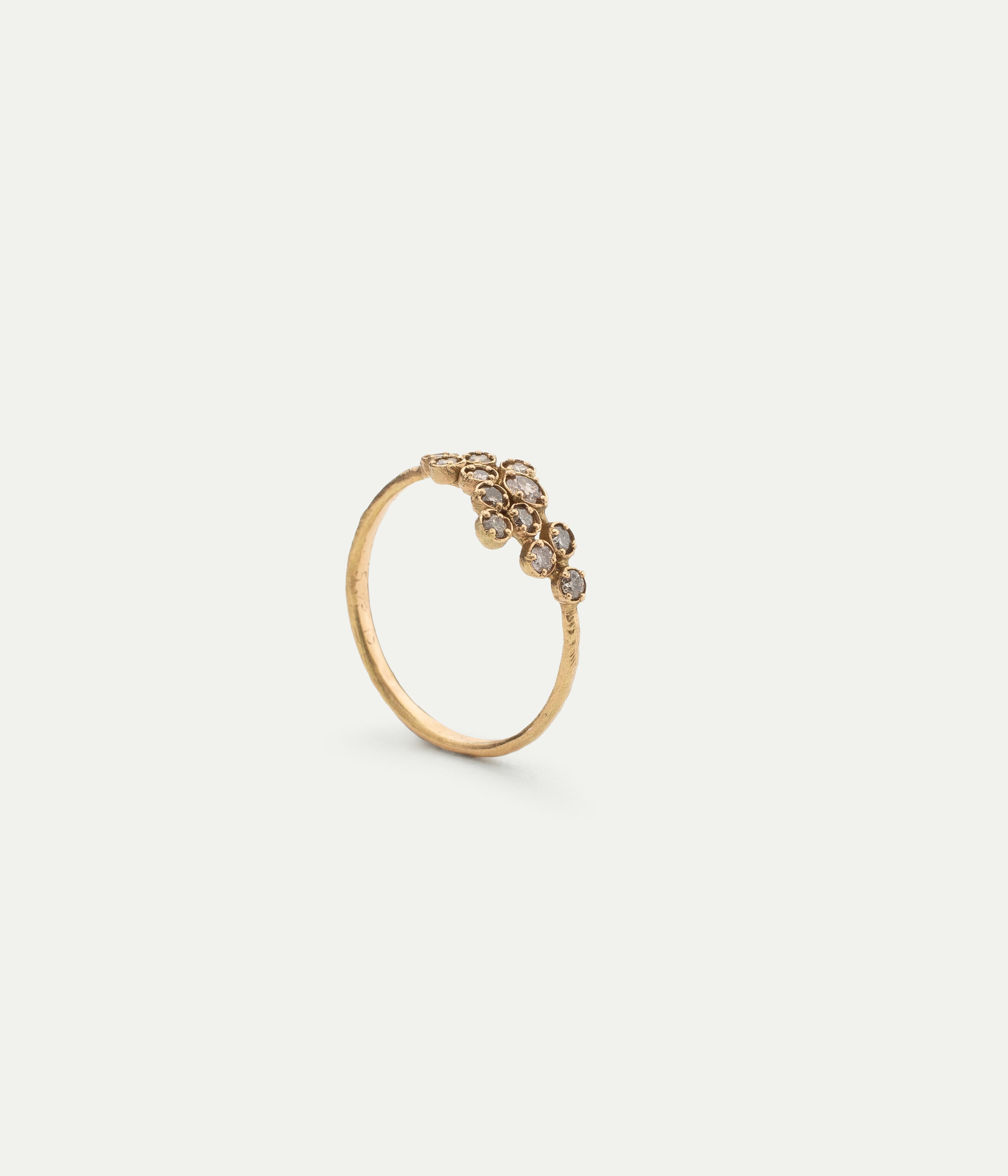 Twelve Diamonds Yellow Gold Ring