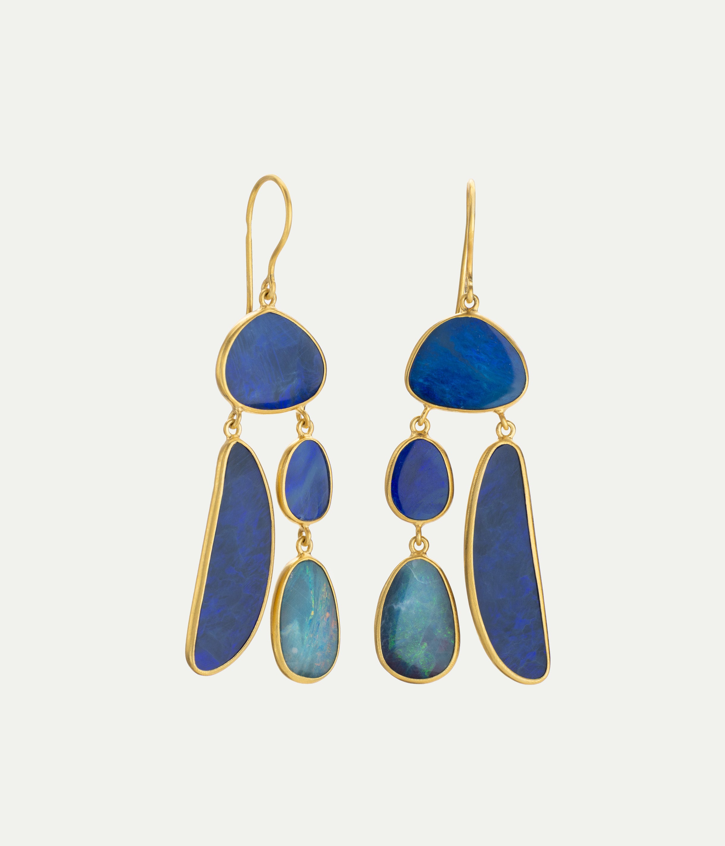 Boucles d'oreilles alectrona four drop or jaune et opale