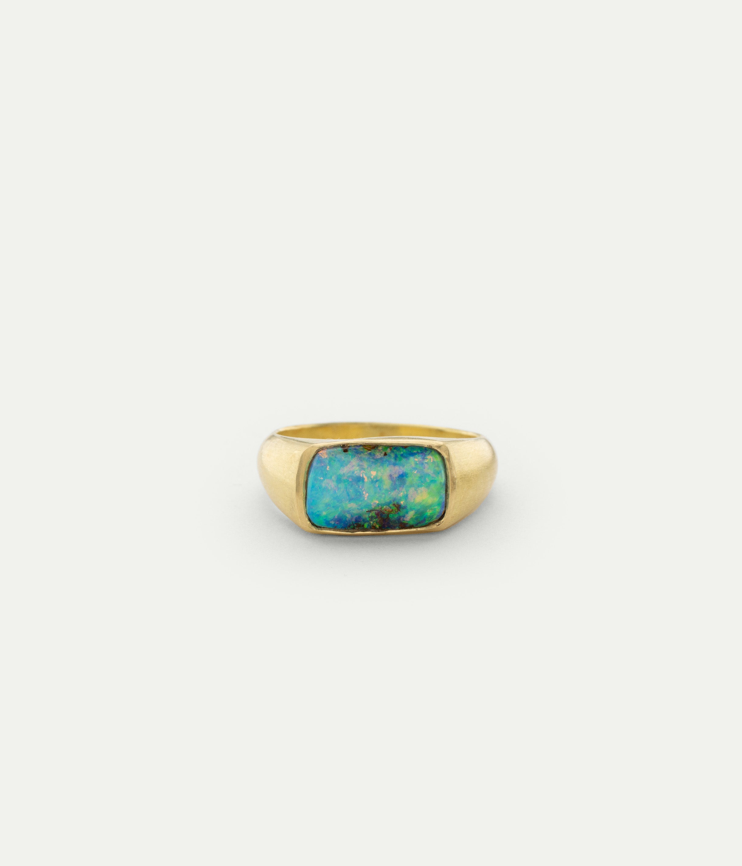 Pipe wood opal flush band ring