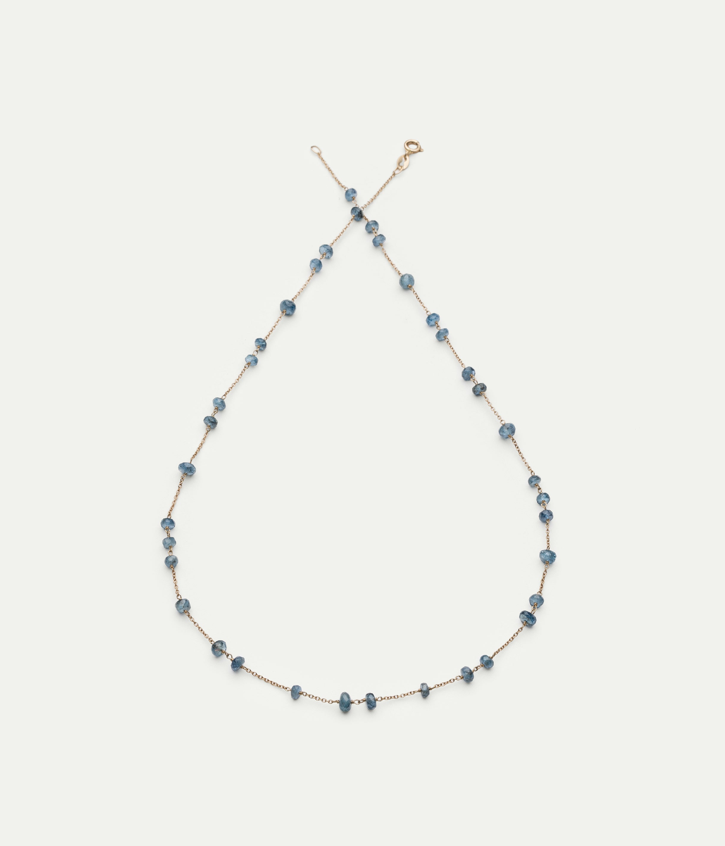 Glitter white gold and aquamarine necklace