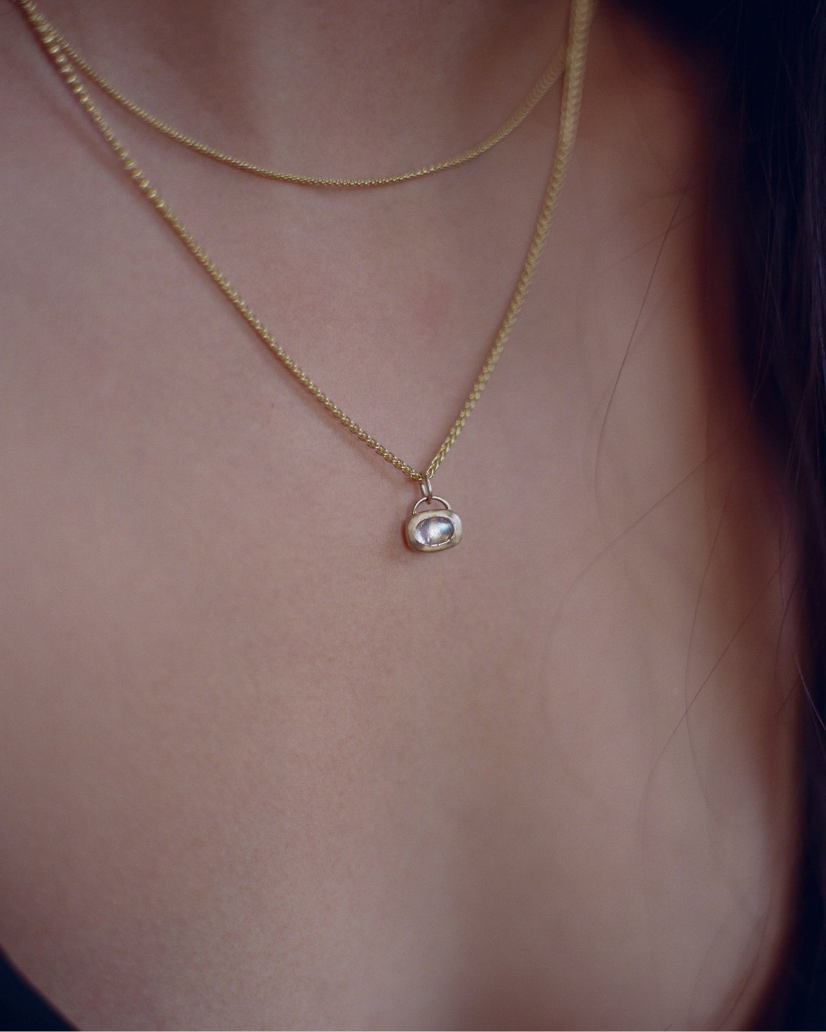 Pendentif Locket Charm pierre de lune