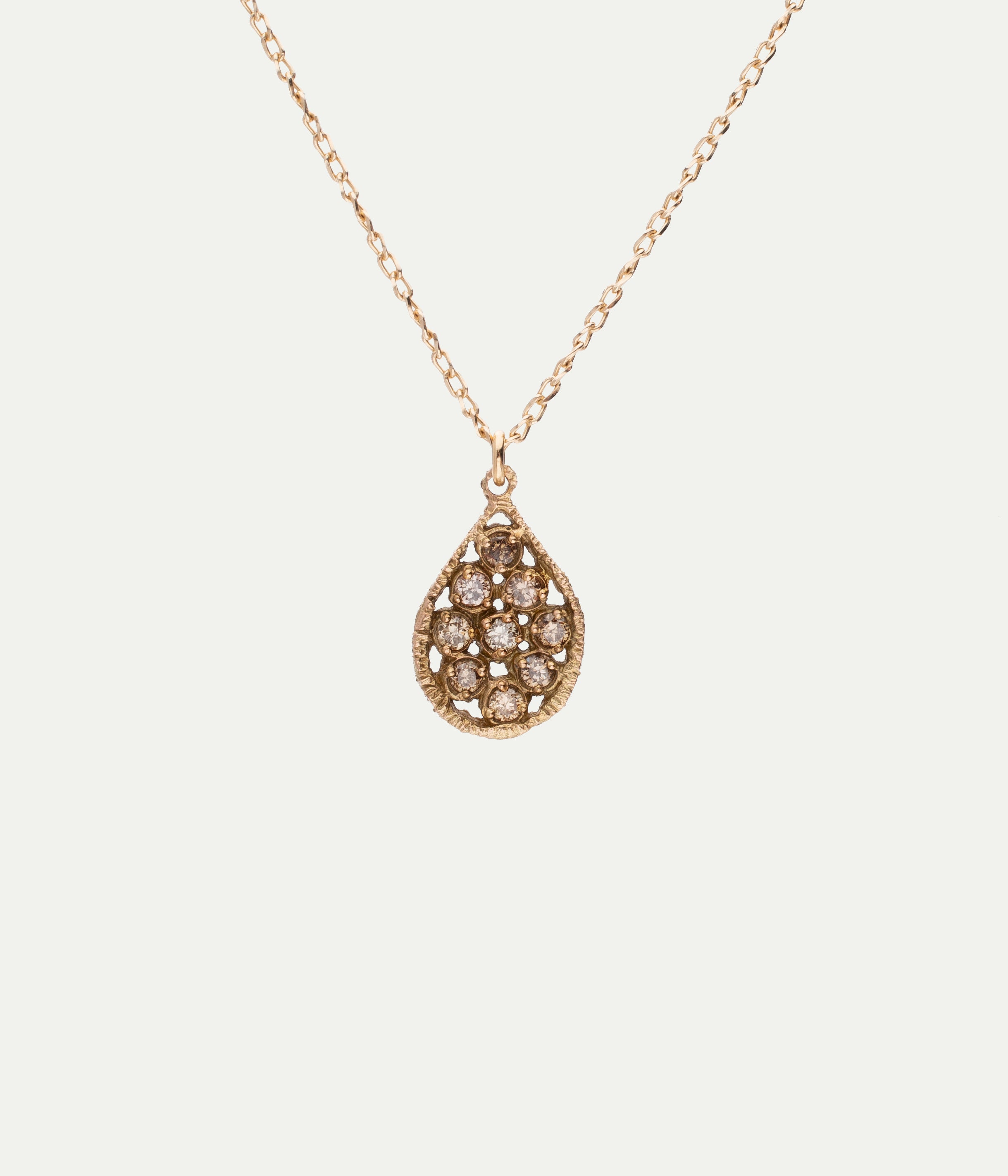 Collier Drop or jaune et diamants