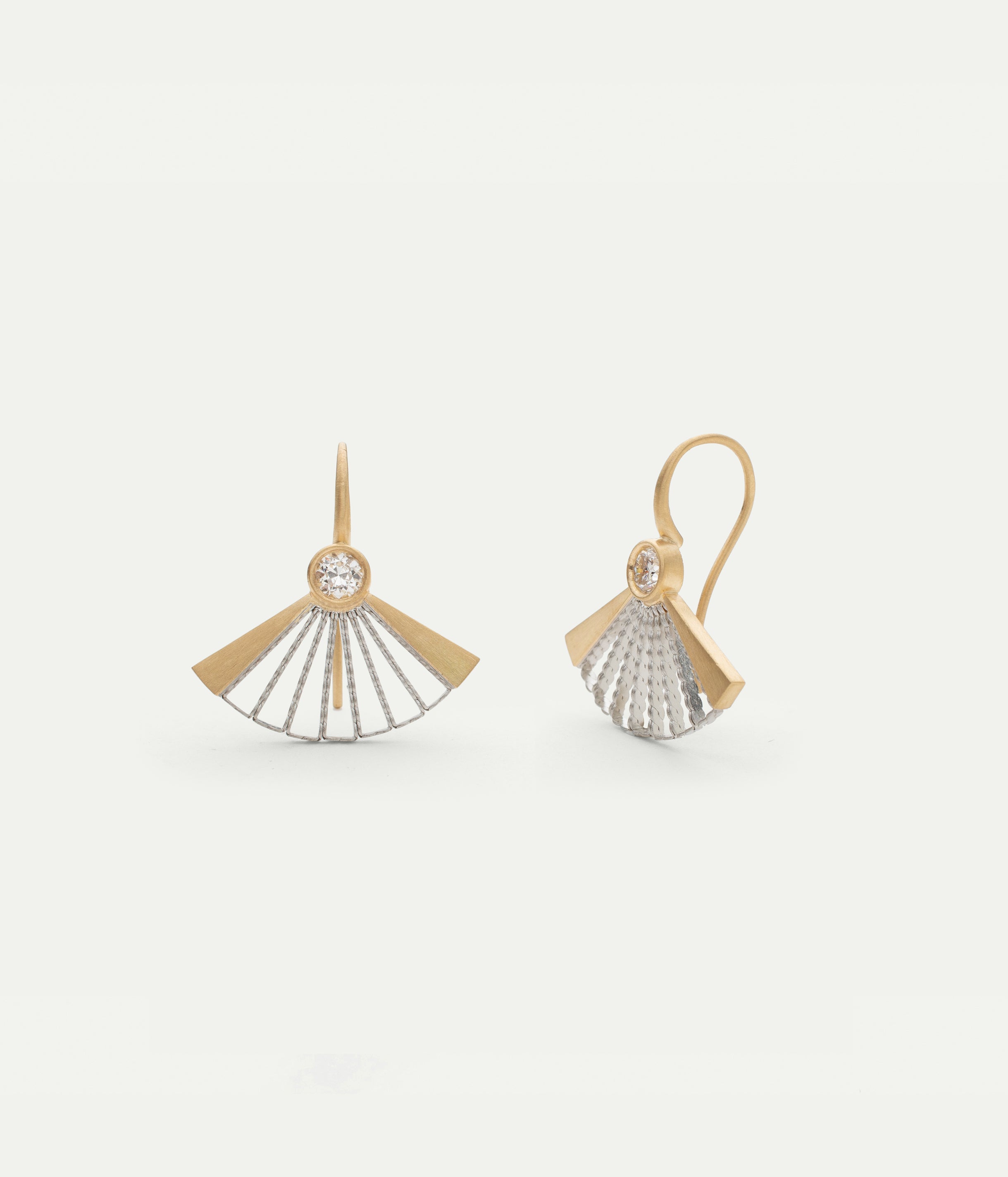 Boucles d'oreilles Vintage Fan or jaune et diamants