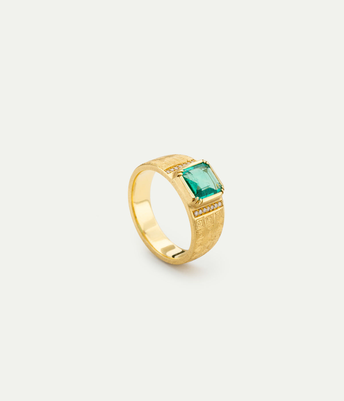 Talisman Shield emerald ring
