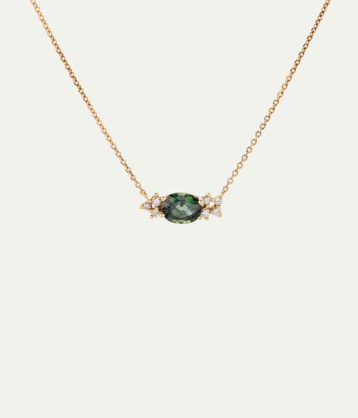 Collier Aurore Saphir Vert et Diamants