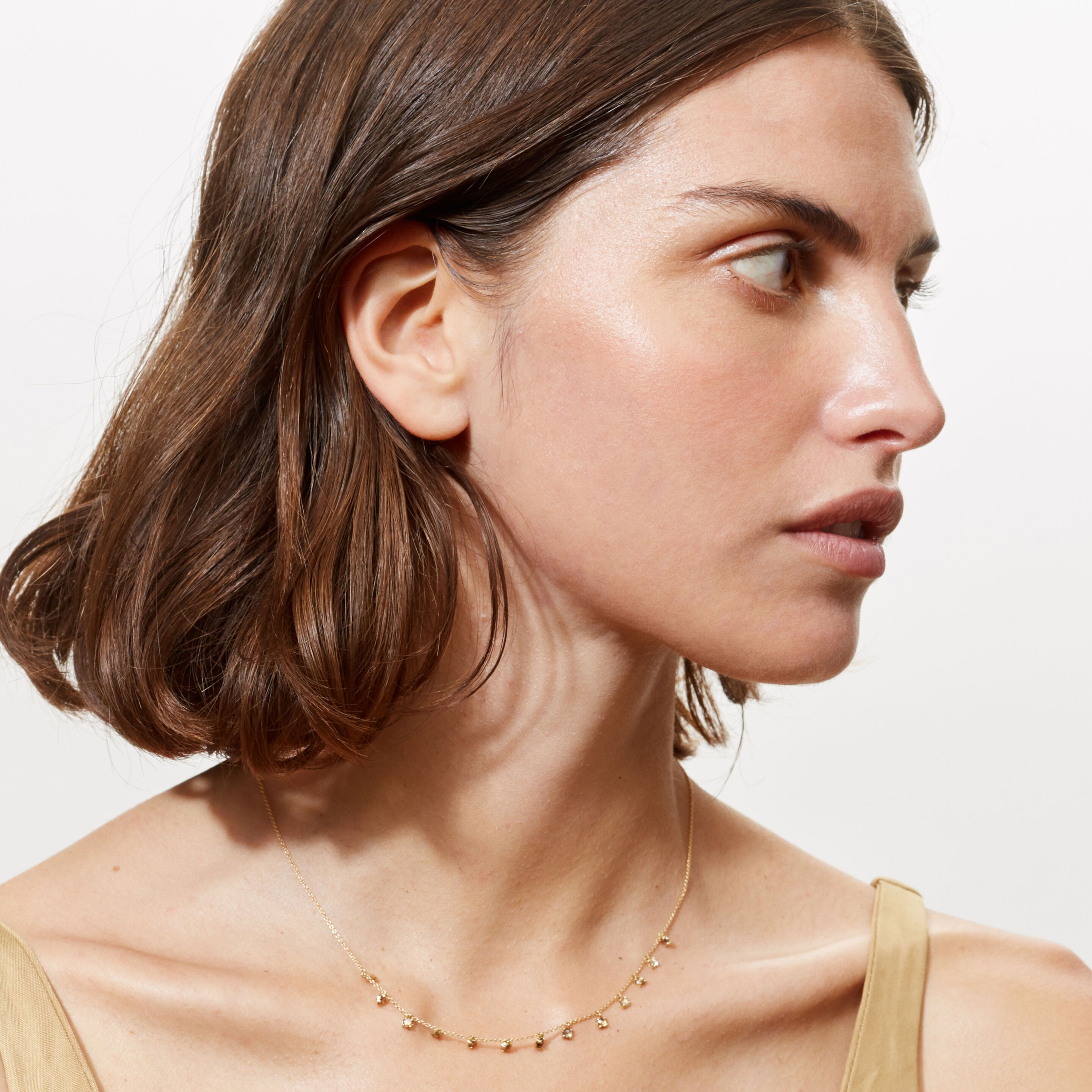 Collier Dancing Drop treize diamants bruns