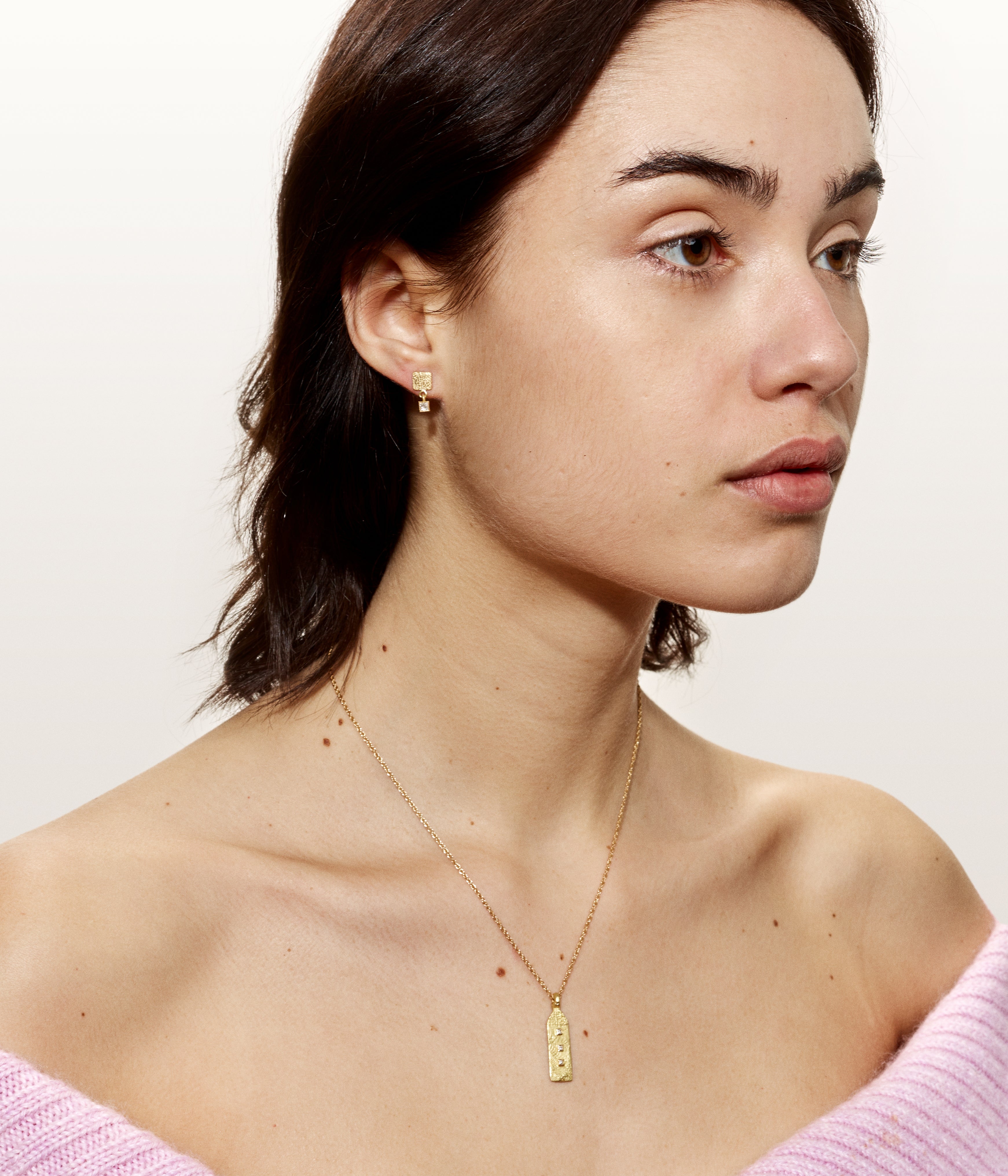 Paloma Maison Tag Medium yellow gold diamonds necklace