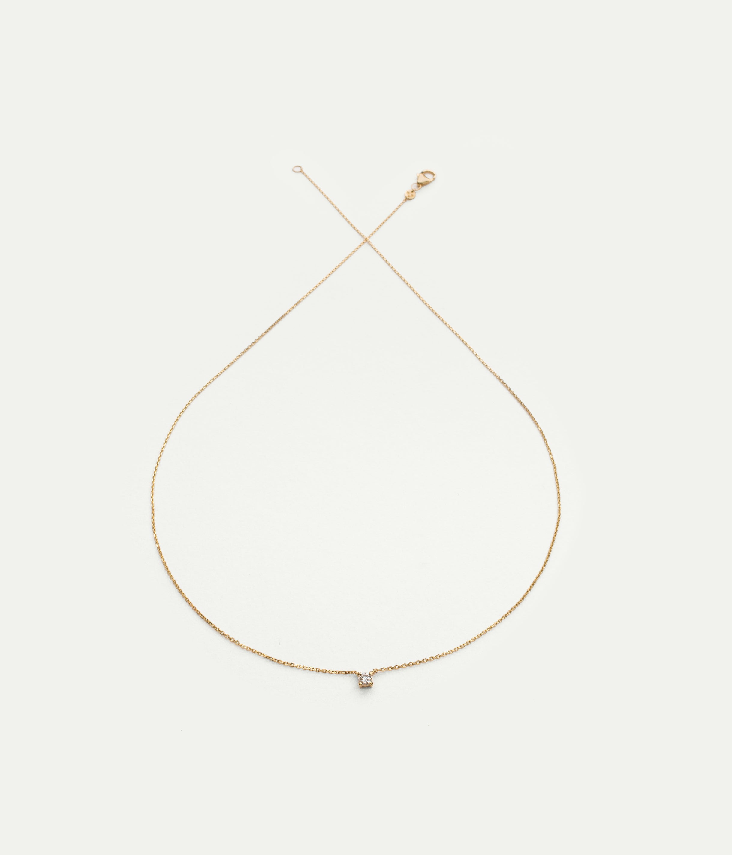 Collier Solitaire or jaunet et diamant