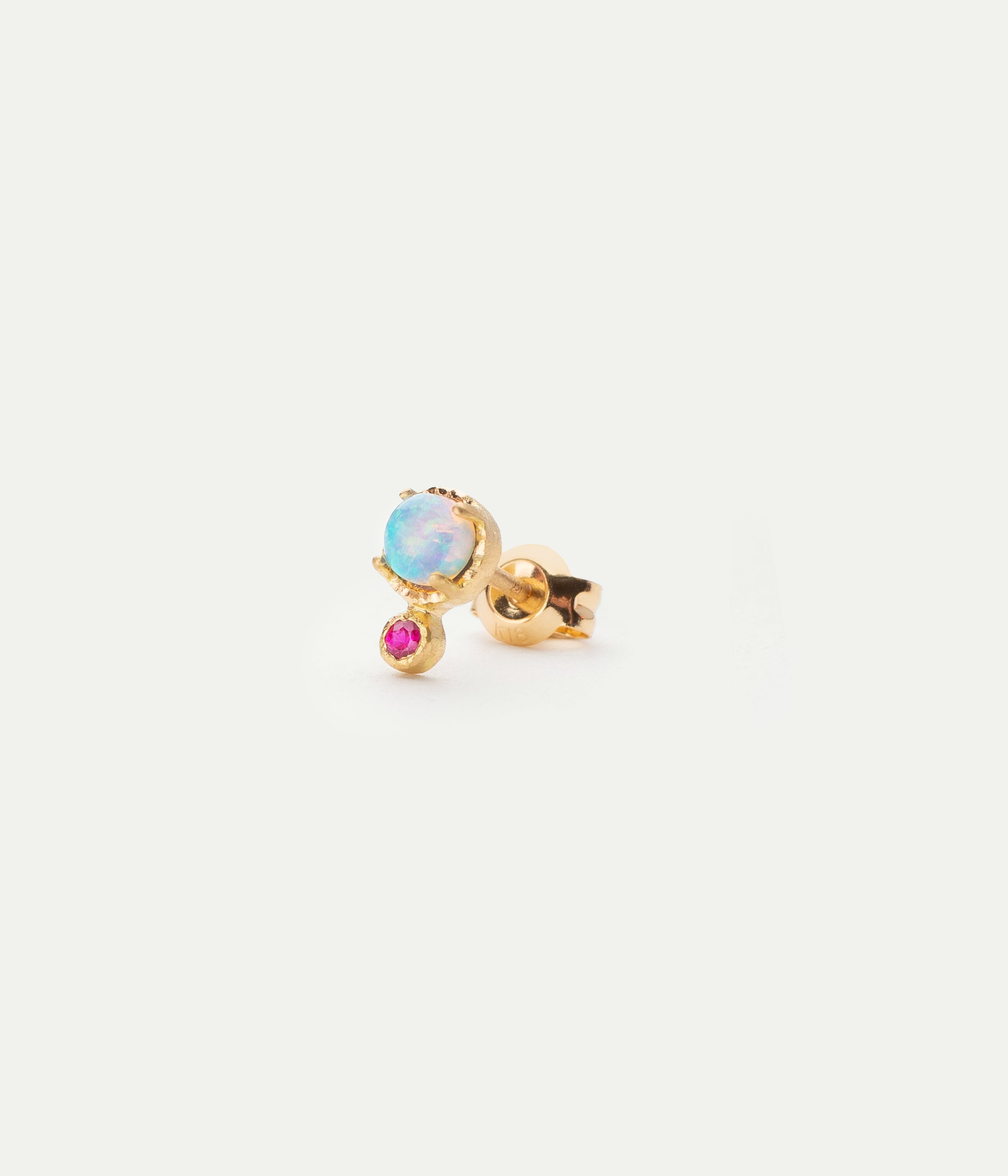Opal & Ruby Round single stud