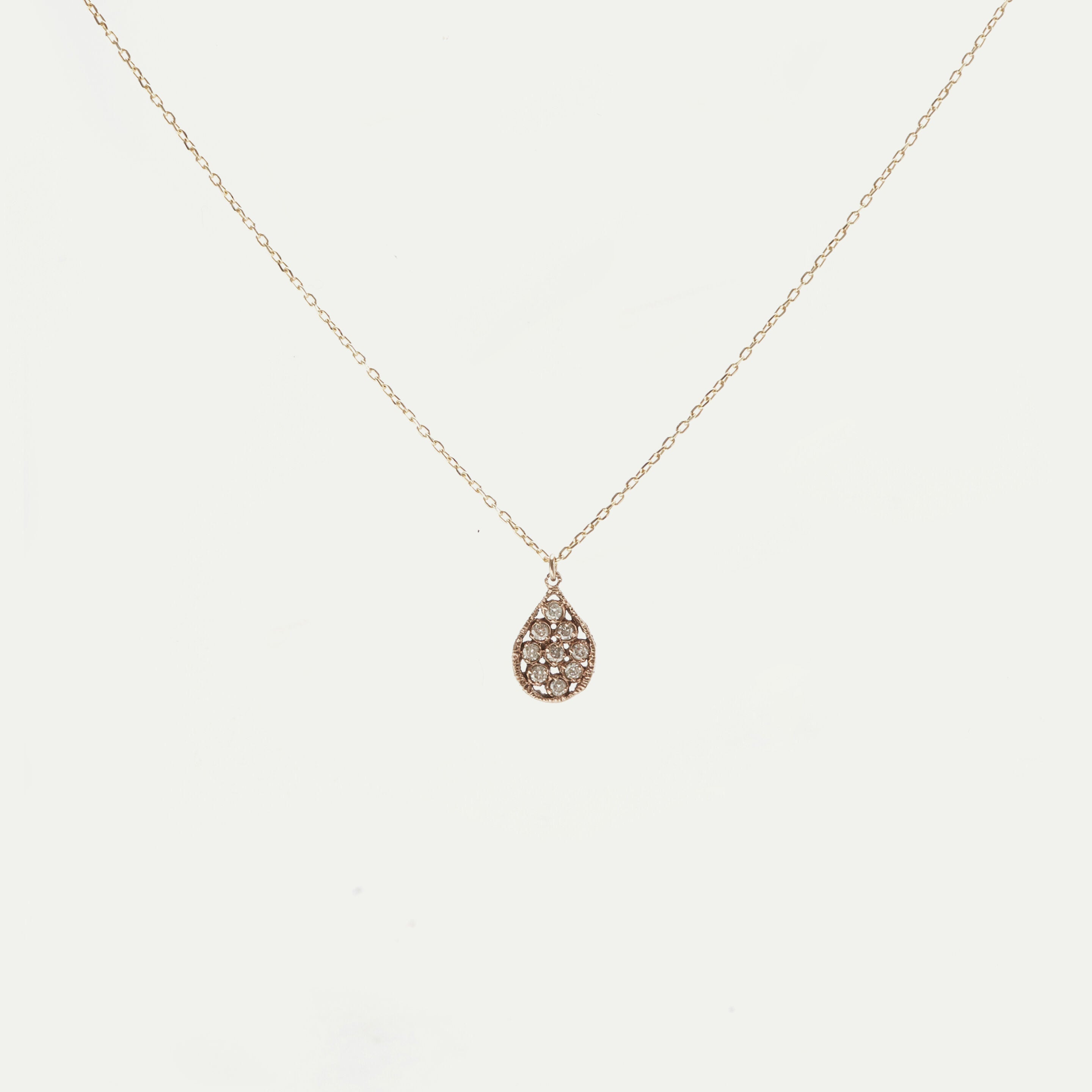 Collier Drop or gris et diamants