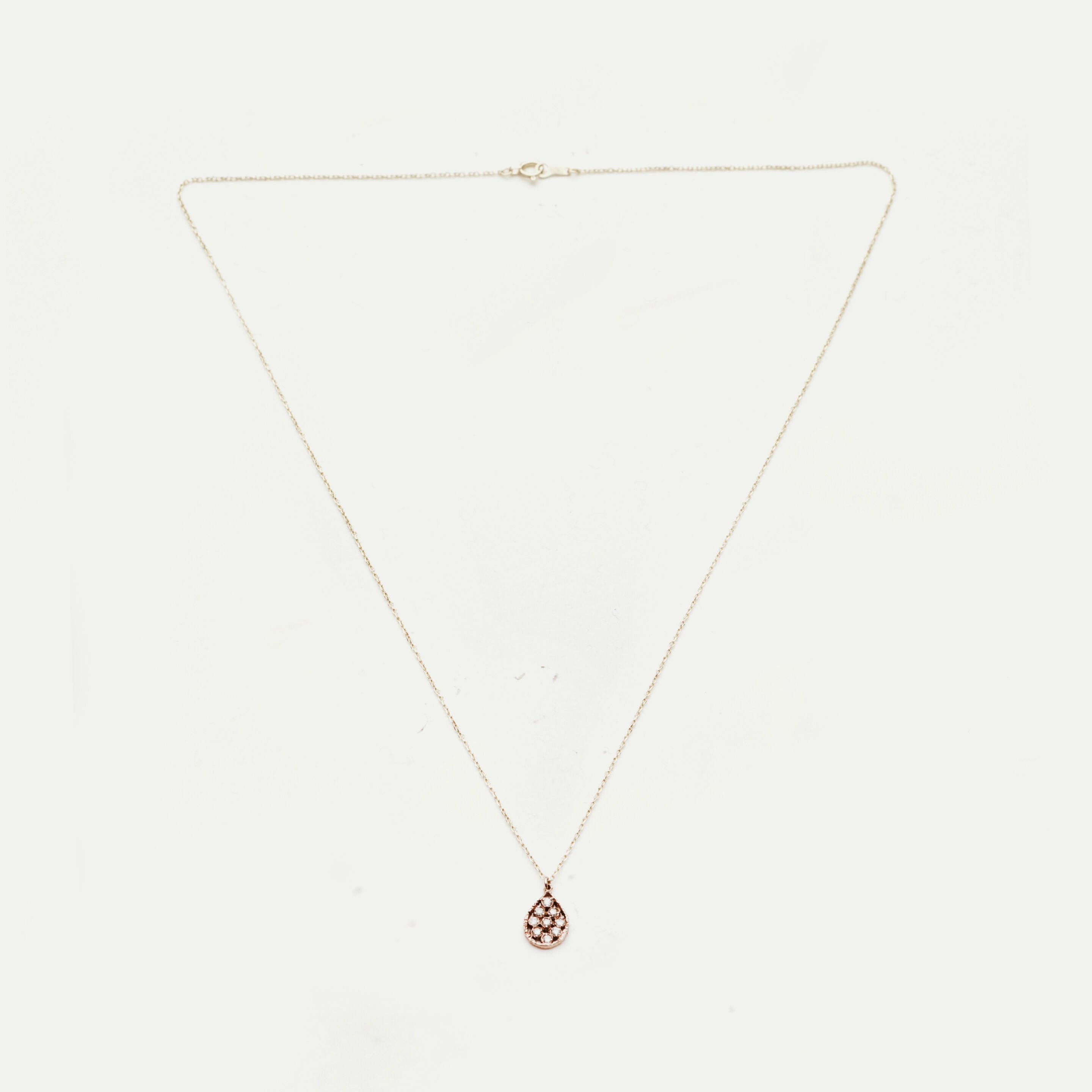 Collier Drop or gris et diamants