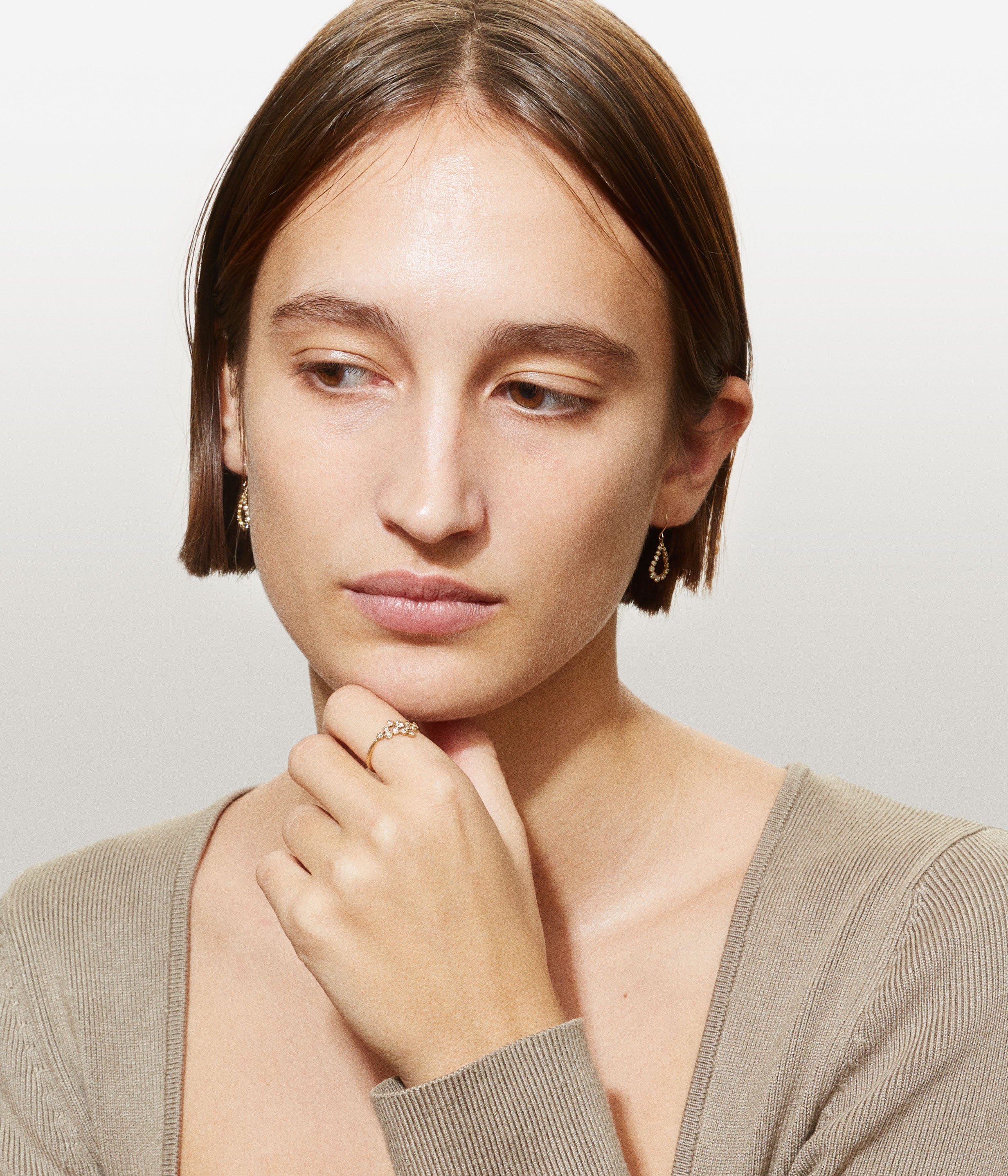 Boucles d'oreilles Open Drop or jaune et diamants